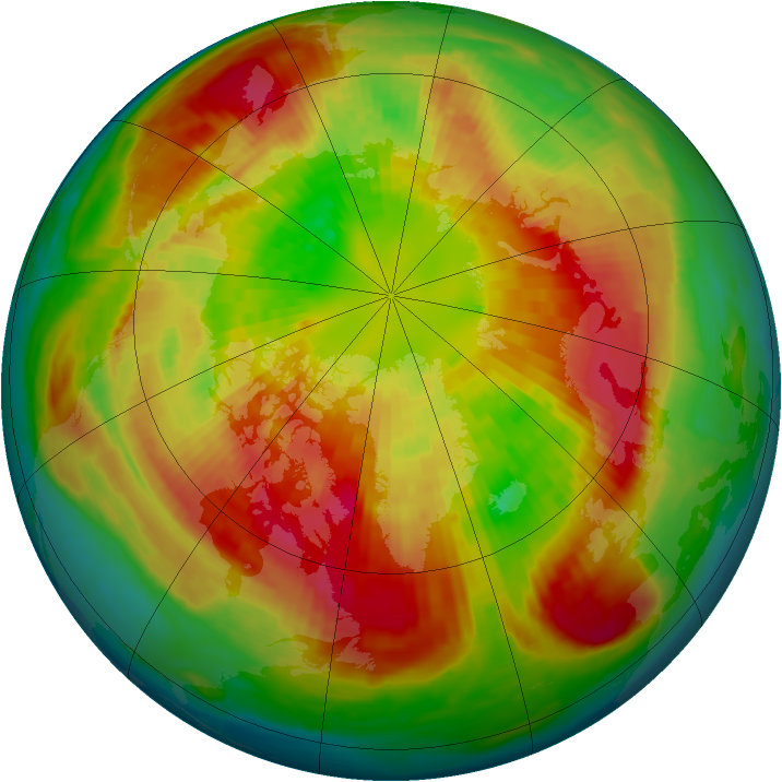 Arctic ozone map for 13 March 2002